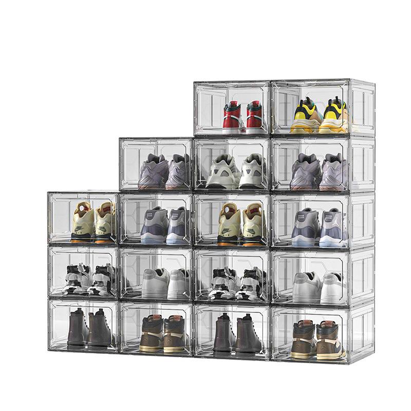 Kunststoff-Schuhregal mit Klappdeckel und magnetischer handbemalter Aufbewahrungsbox