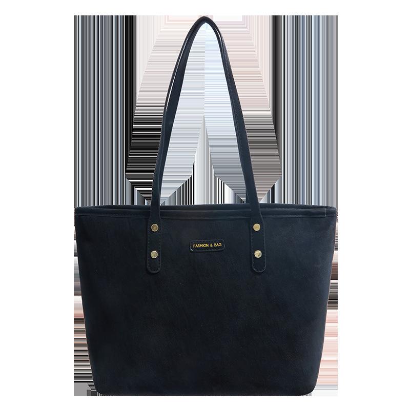 Женская модная вместительная сумка-тоут для поездок на работу повседневная сумка через плечо чёрный 1380₽