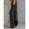 Casual Sleeveless Vneck Pants Set For Women With Polyester Splicing Style For Summer