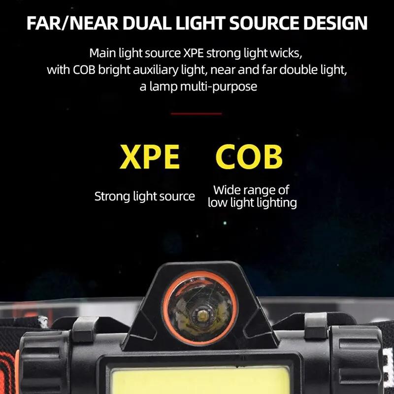 Dobíjecí COB LED USB čelovka Silný magnetický výkonný světlomet Super jasná vodotěsná čelová svítilna Pro venkovní rybaření