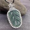 Natural A-Grade Ice Blue Jade Guanyin with 18K Gold-Inlaid 925 Silver and Pavé Rhinestones.