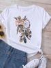 Women's Pattern Short Sleeve T-Shirt Women's Summer Clothing Feather 90S Fashion Women's University T-Shirt