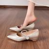 Fashion Inside Heightened Single Shoes Autumn New Pointed Toe Shallow Slip Rhinestone Strap Soft Sole Anti-slip Wear-resistant Flats