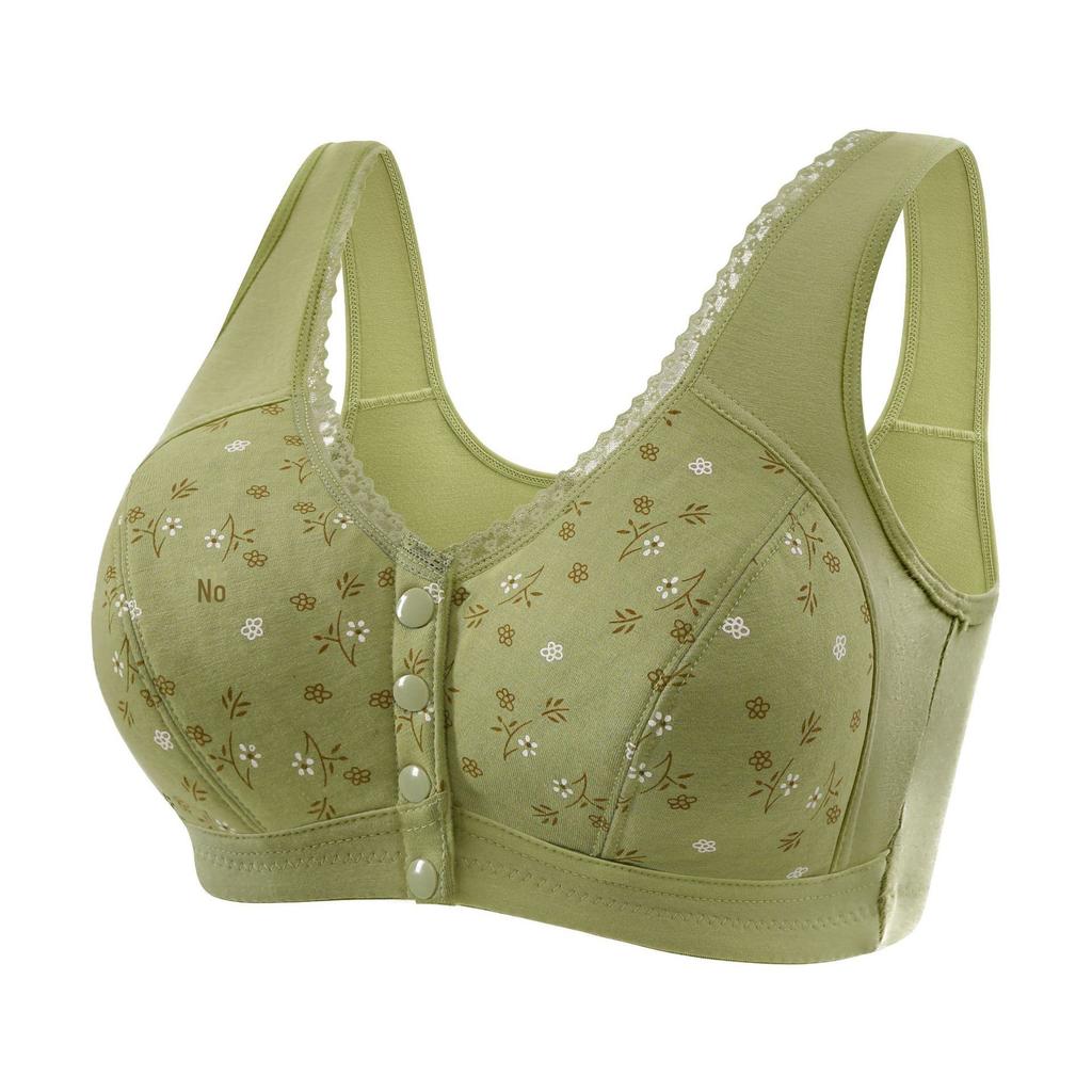 Elegant Plus-size Front-opening Bra for Middle-aged and Elderly Mothers  with Thin Cup  Breathable and Wire-free Design.