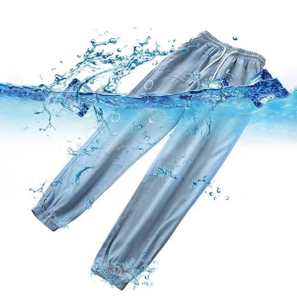 Dambyxor Is-silke Denim Hög midja Lösa byxor Harlanbyxor Mjuka Svalkande Komfort Mode Casual Mångsidiga