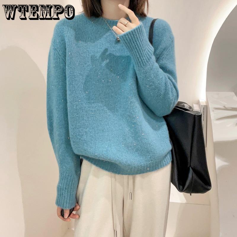 Autumn and Winter Round Neck Long Sleeved Sweater for Women Loose Knit Base Sweater Inner Top