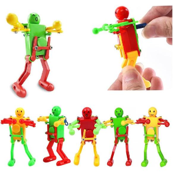 12 Pcs Funny Spring Wind-up Dancing Toy Set, Kids' Role Playing Robot Figures for Easter Egg, Christmas, Party Favors