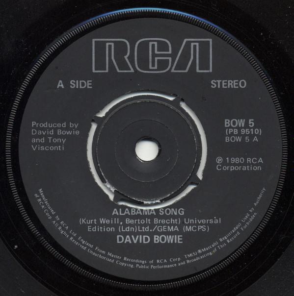 

7inch Record DAVID BOWIE - Alabama Song BOW5 RCA 1980 UK Rock Used