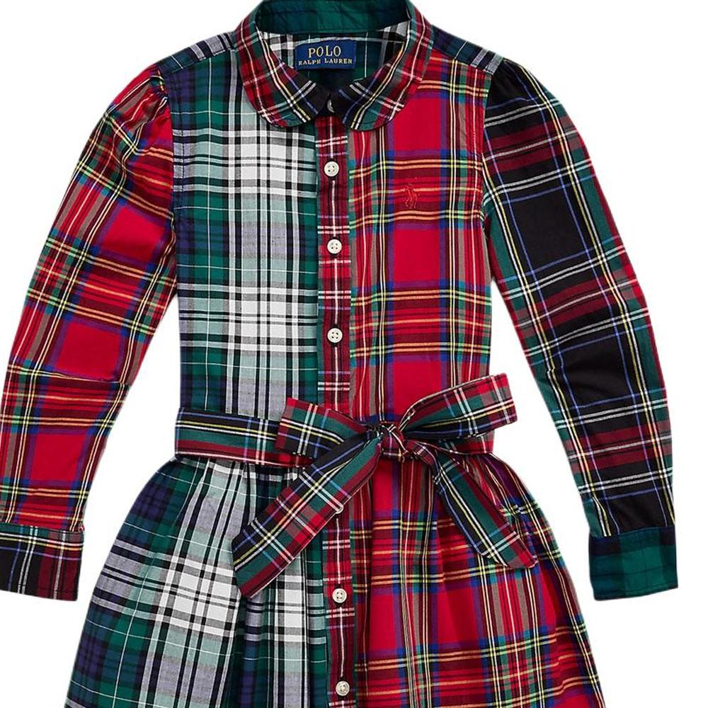 Polo Ralph Lauren Dress Plaid Logo Ruffled Short Kids Dresses Multicolor 313951840001