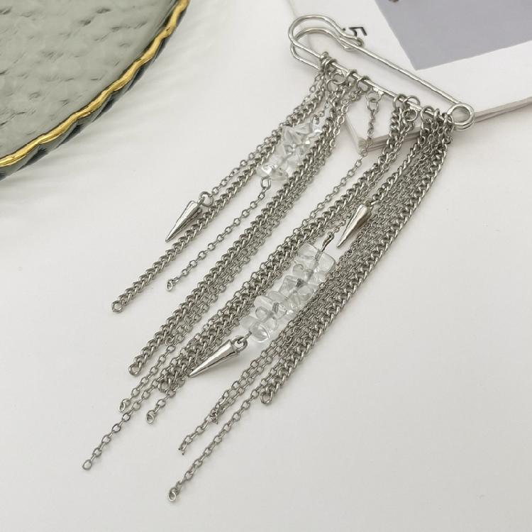 Elegant Metal Chain Tassels Brooch Badge With Layered Effect For Adding Flair To Coats Bags And Various Garments