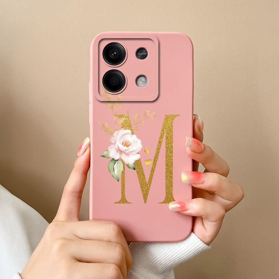 Phone Case For Redmi Note 13 Pro 4G 5G Elegant Letter Soft Liquid Silicone Full Coverage Protector For Redmi Note13 13Pro Fundas