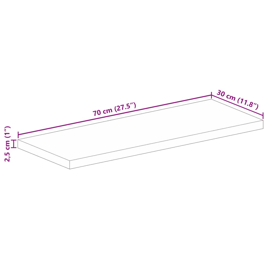 Tabletop 70x30x2.5 Cm Rectangular Solid Mango Wood