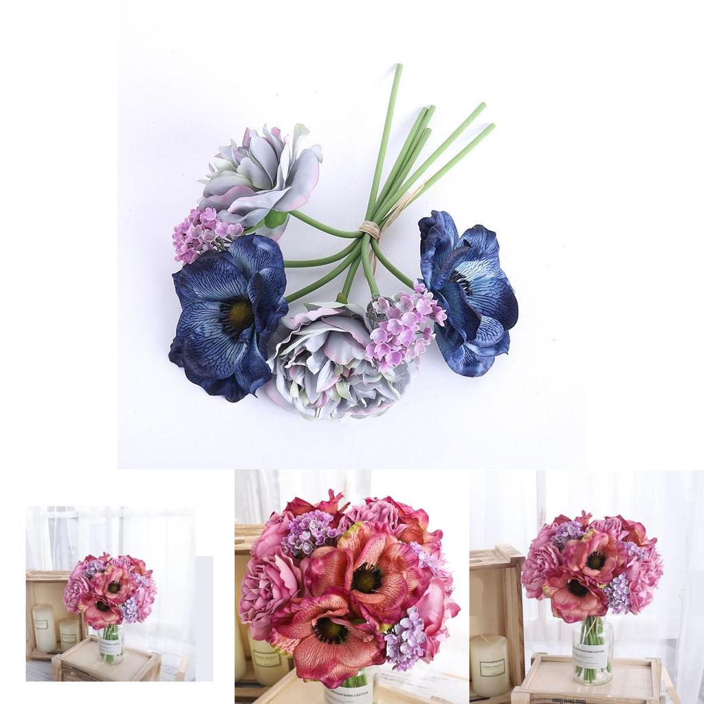 Lush Bouquet Poppy Peony Gypsophila Simulation Flower Ideal For Home Decor And Photography Prop