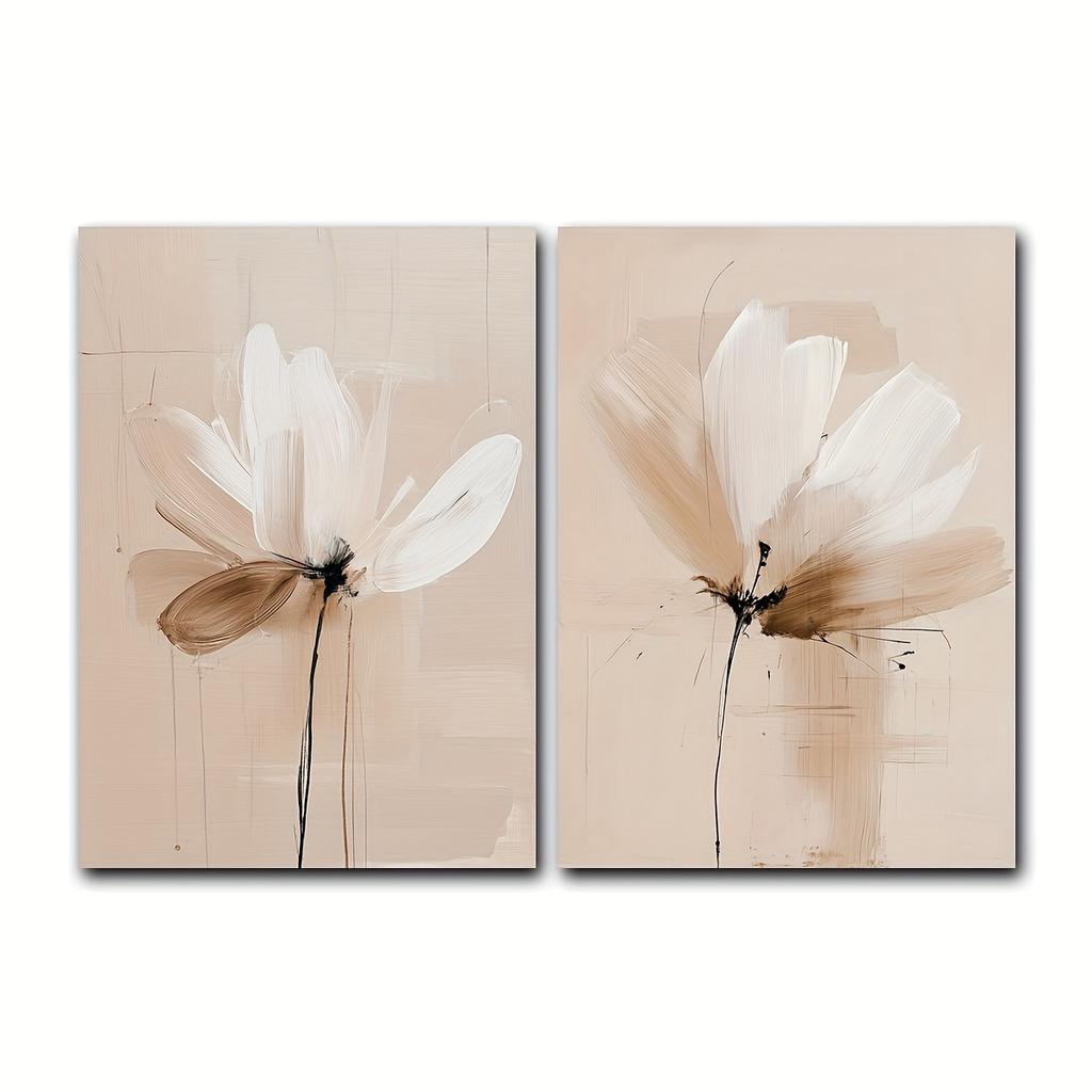 Spring Abstract Flower Print Neutral Minimalist Floral Wall Art Textured Beige Botanical Poster Abstract Floral Beige Home Decor