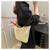 Large Capacity Knit Shoulder Bags for Women Versatile Ladies Beach Woven Underarm Bag Hollow Design Commuter Female Handbag Tote