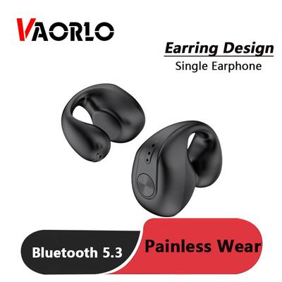 VAORLO Bluetooth 5.3 único fone de ouvido indolor brinco usar música alta fidelidade graves pesados ​​fones cancelamento ruído à prova dwaterproof água esporte