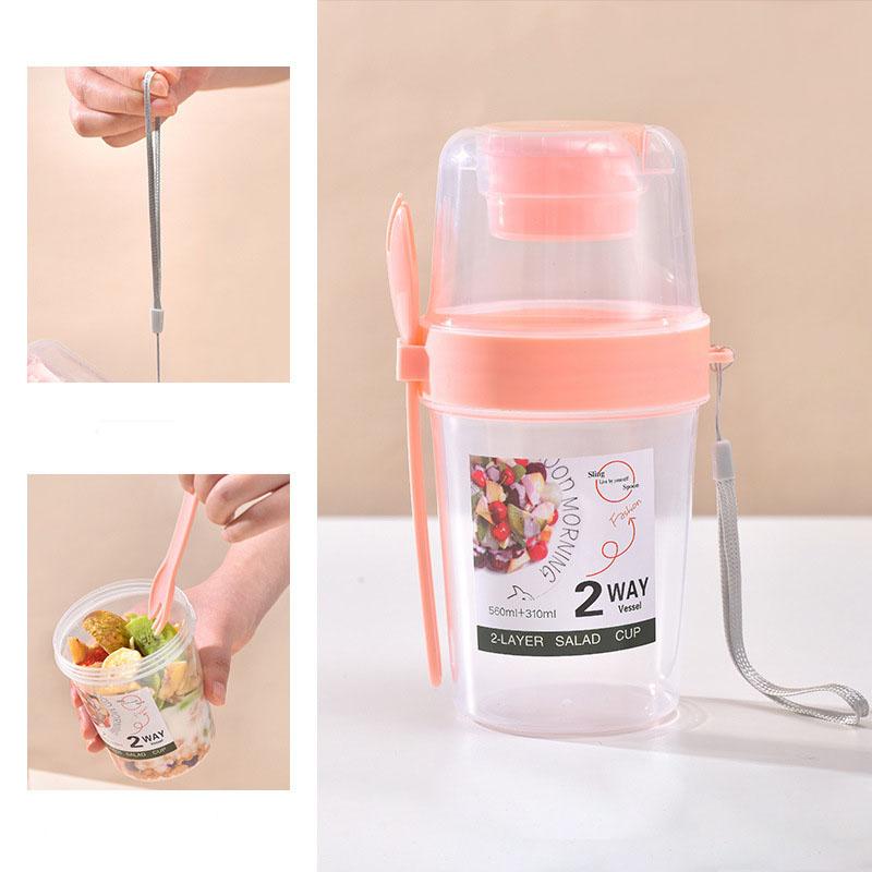 1PCS Portable Cereal Cup, Overnight Oats Container with Lid and SpoonFor Yogurt Salad, Fruit Oatmeal, Cereal, Overnight Oats, Br