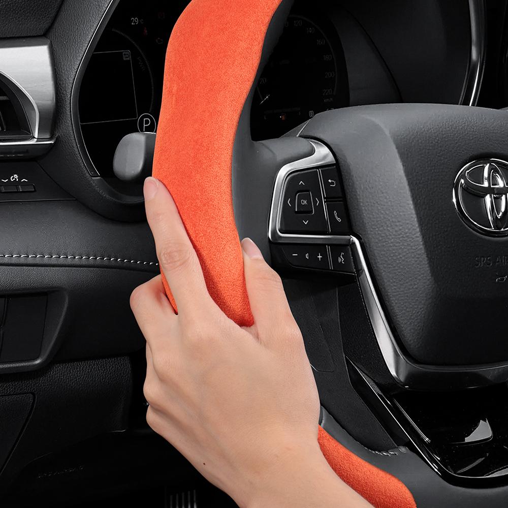 Suitable for Toyota Premium Suede Snap-On Steering Wheel Cover, Non-Slip and Durable Car Accessories, Modified Yaris Auris Chr Corolla Rav4 Hilux Wish