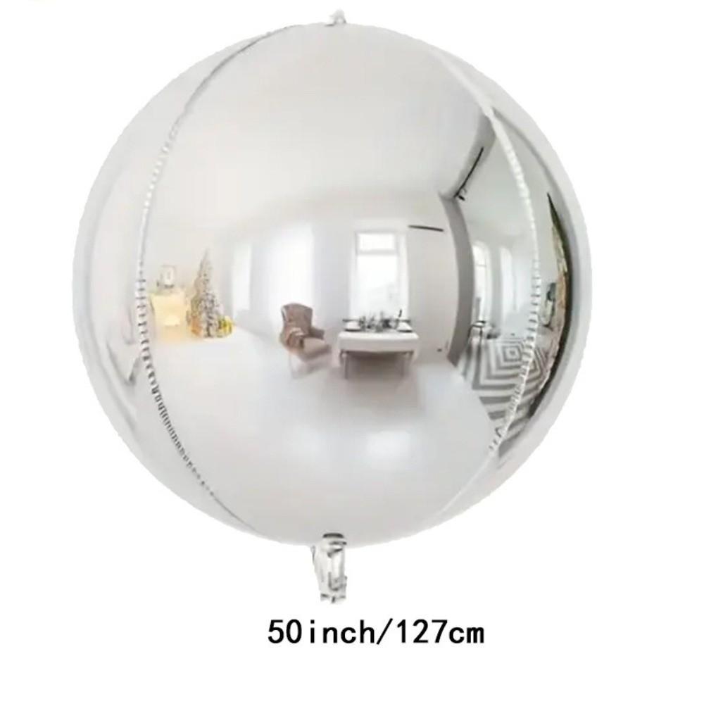 Silver 4D Balloons 50/60 Inches Metallic Balloons Round Balloons  New Year Accessories