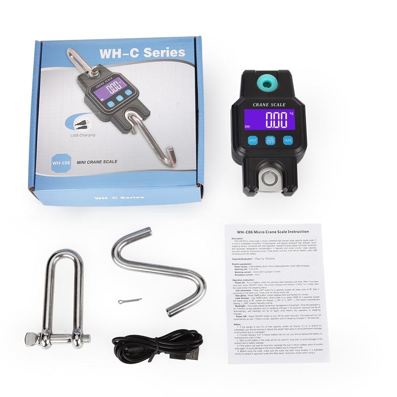 300kg/50g Micro Crane Scale Rechargeable Hanging Hook Scales 4.0 Bluetooth Digital USB Stainless Steel Heavy Duty Weight Balance