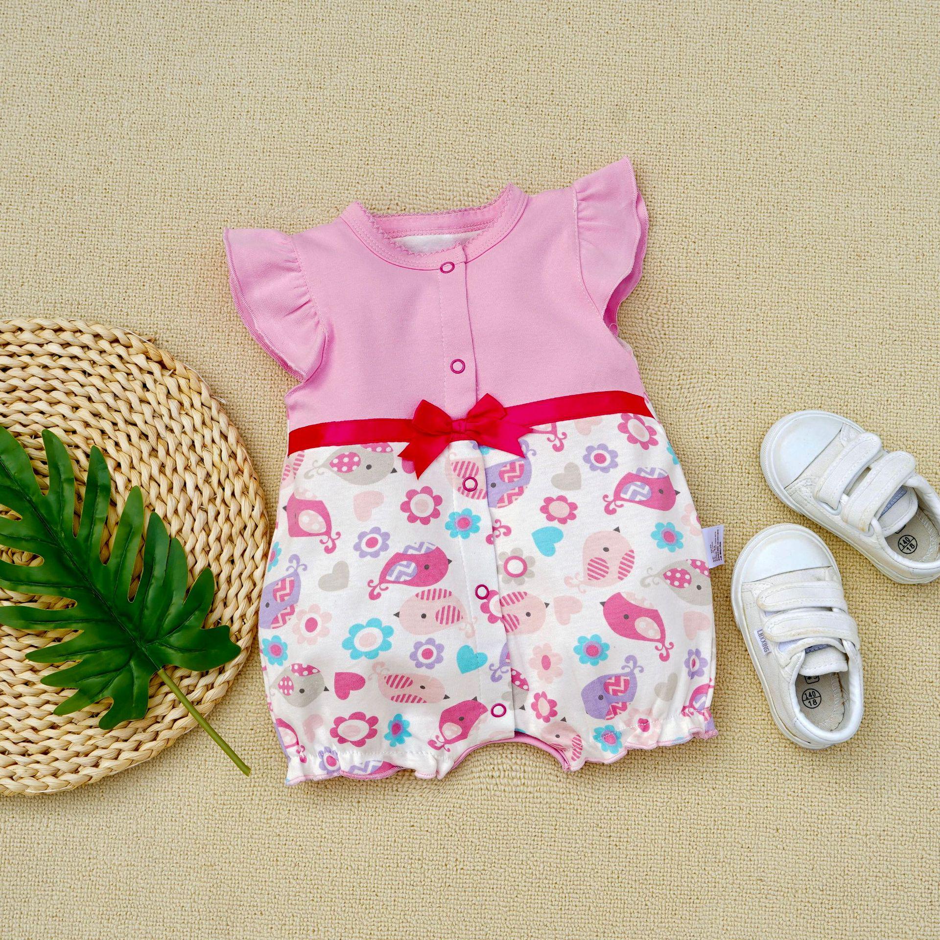 

Summer 2023 Baby Short Sleeve Cotton Romper: Cool Crawling Jumpsuit with Little Fly Sleeves (Fits 3-18 Months) 3M (59)