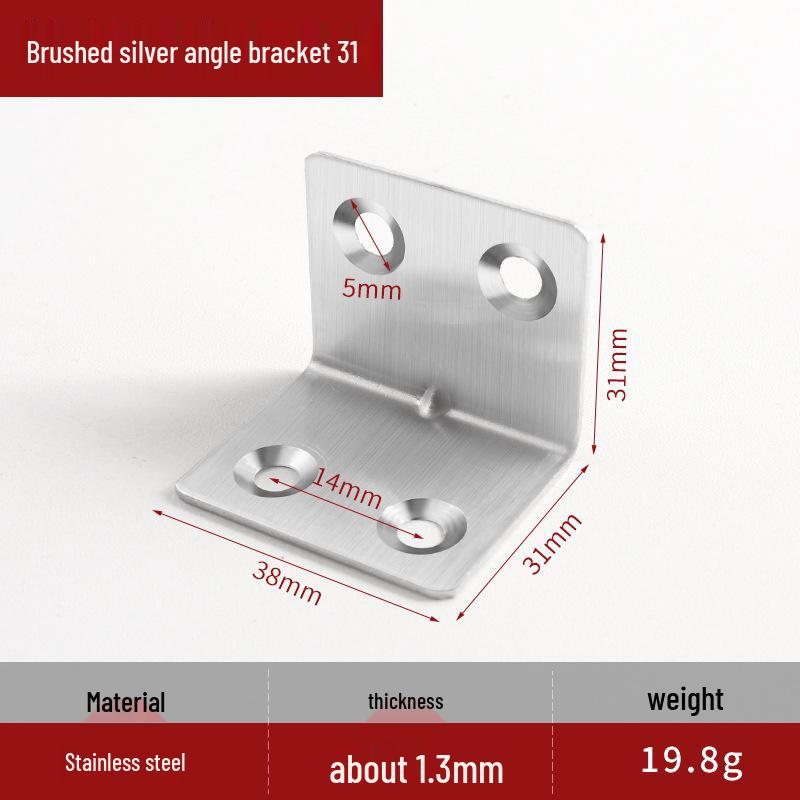 Thickened Stainless Steel 90° L-Shaped Angle Bracket for Shelf and Furniture Support