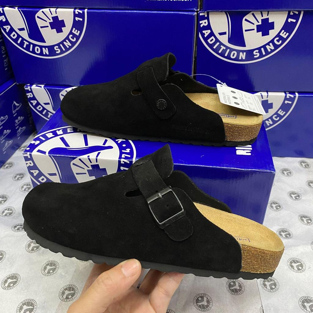 Mules Birkenstock Rétro Fermées BK en Cuir Véritable Unisexe avec Semelle en Liège – Confortables et Polyvalentes.