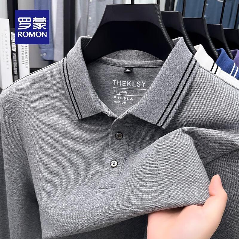 ROMON Herren Langarm Business Casual Poloshirt