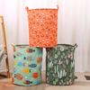 Cotton Linen Print Laundry Basket Portable Foldable Home Laundry Storage Bag Large Hamper for Kids Toys Dirty Clothes Basket