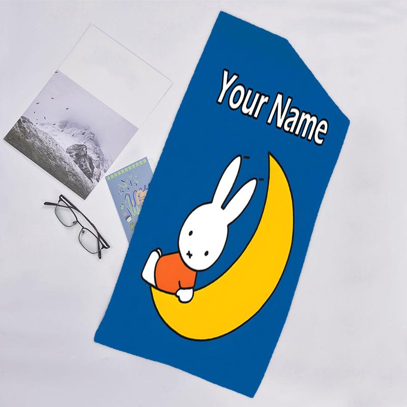 1pc Miffy2 Beach Towel with Custom Name, Beach/Swimming/Bath/Picnic/Camping Towel, Suitable for Seaside Beaches