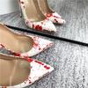 Mode Kunst Graffiti Print Damen Sexy Stiletto High Heel 10/12Cm Patchwork Damen Party Spitzschuh Pumps Schuhe Farbe Übergröße 34-46