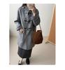 Cappotto da Donna E-Family in Misto Lana con Cappuccio e Chiusura a Laccio, Stile Preppy, Lunghezza Media