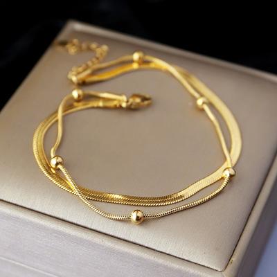 316L Edelstahl Goldfarbe Doppellagige Fußkettchen Für Frauen Mädchen Neuer Trend Bein Kette Wasserdicht Schmuck Geschenk Party