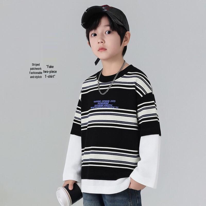 Boys  Faux Two-Piece Long-Sleeve T-shirt 140