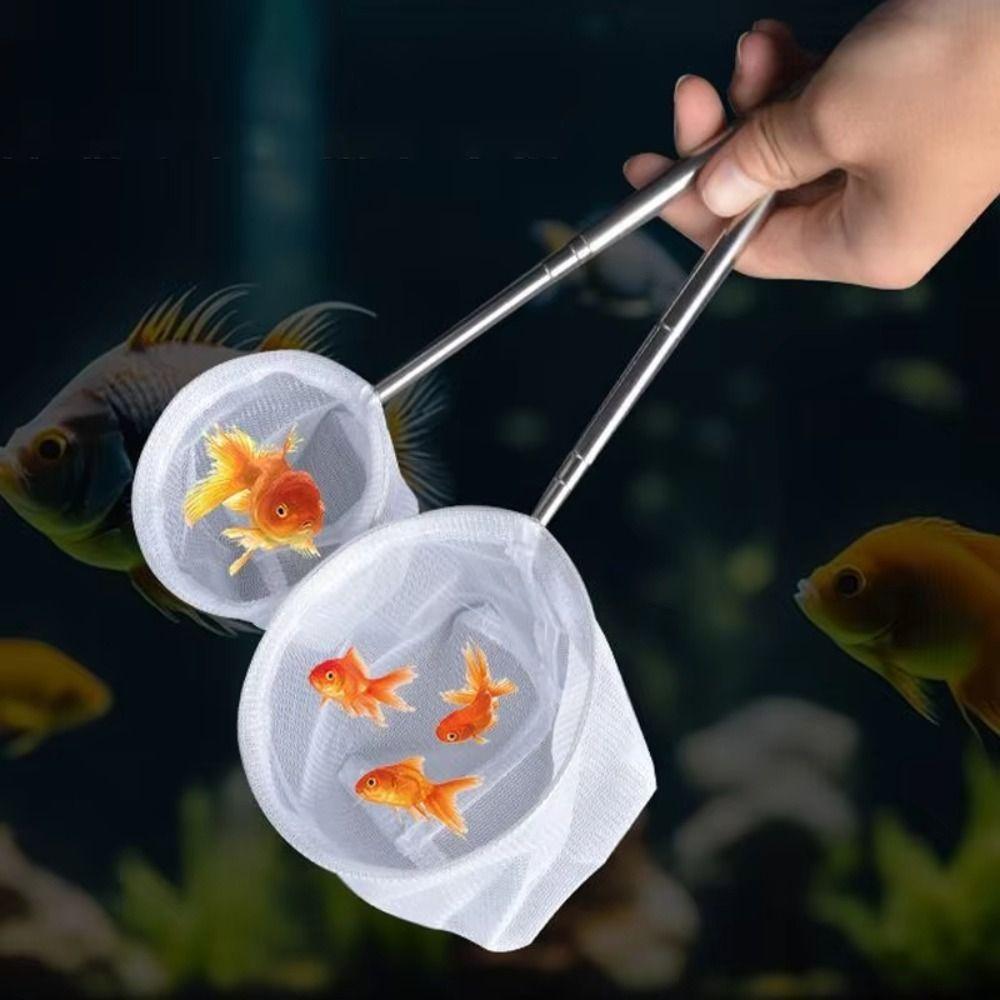 Fine Net Aquarium Dip Net Stainless Steel Fishtanks Cleaning Net Retractable Fishing Net Fish Tank