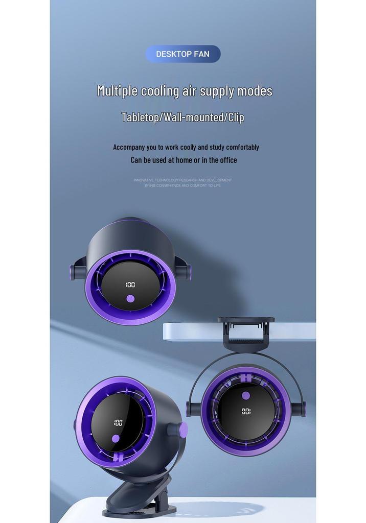 Smart Digital Display Desktop Fan: Portable High-Speed Tabletop & Hanging Air Circulator