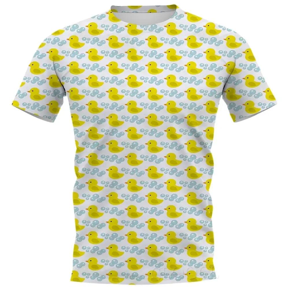 Módní malá žlutá kachna kreslený vzor 3D tištěné pánské tričko Street Fashion Harajuku s výstřihem do O Pohodlné letní topy
