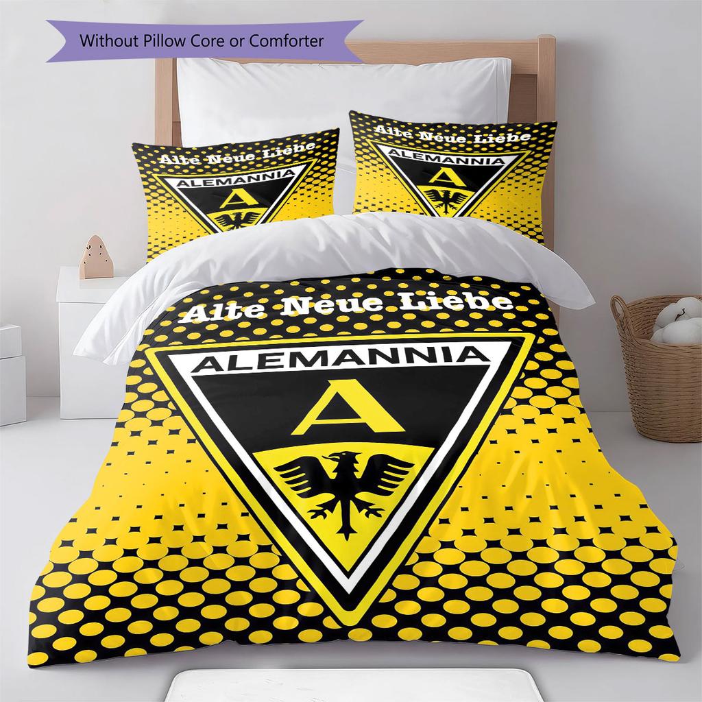 Alemannia Aachen Pattern Bedding Home Decoration Birthday Gift ( 1 duvet cover + 2 pillowcase, without core),fan merchandise.