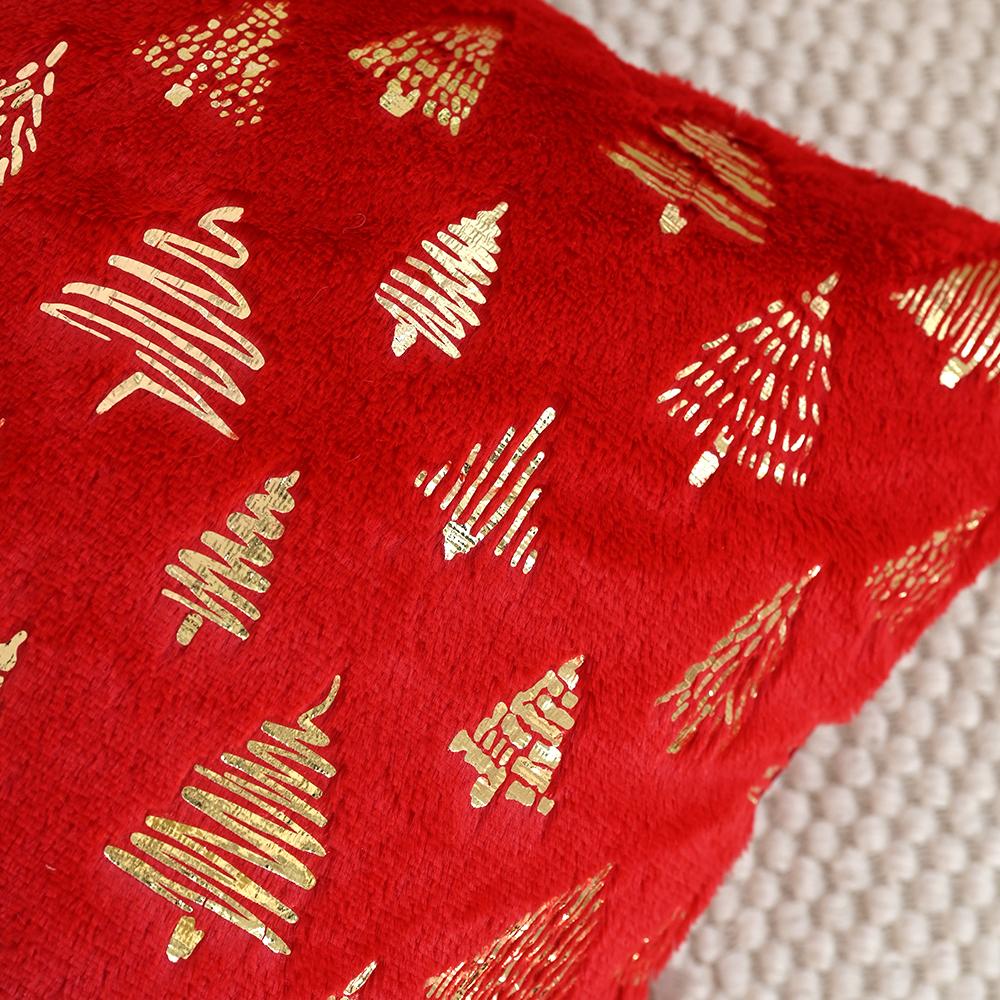 BUYNOW 1PC Velvet Christmas Tree Gold Stamping Pillowcase RedGreenWhite Living Room Sofa Square Cushion Cover Home Bedroom Decor