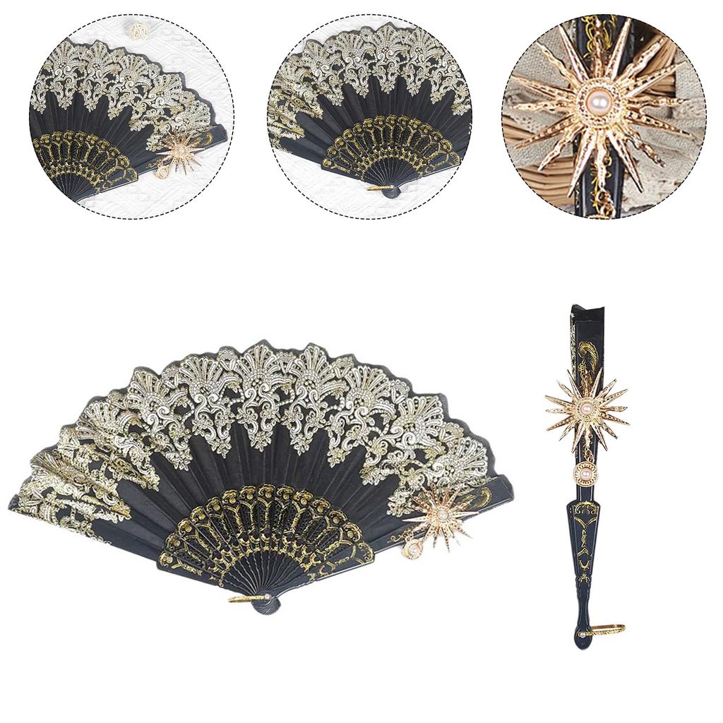 Folding Fan Gothics Lolitas Hand Fan Handheld Vintage Fan Party Decors for Women