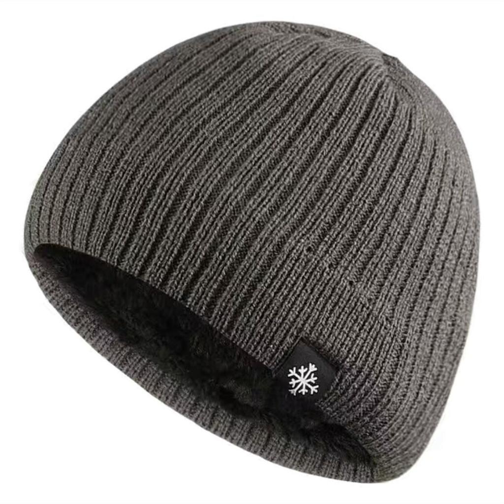 

Mens Winter Knit Hat With Thick Lining For Cold Weather And Ear Protection темно-сірий