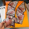 Design Print Skinny Scarf Plaid Horse Hairband Scarves Women Narrow Silk Scarfs Bag Ribbons Luxury  Wrist Towel Foulard