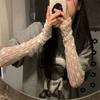 Lace Embroidery Sun Protection Gloves Fashion Driving Summer Thin Mesh Breathable Arm Sleeve Long Fingerless Half Finger Gloves