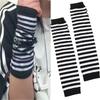 Y2K Fashion Classic Gothic Striped Knitted Long Arm Covers Fingerless Oversleeve for Women Men Stretch Winter Arm Warmer Gloves
