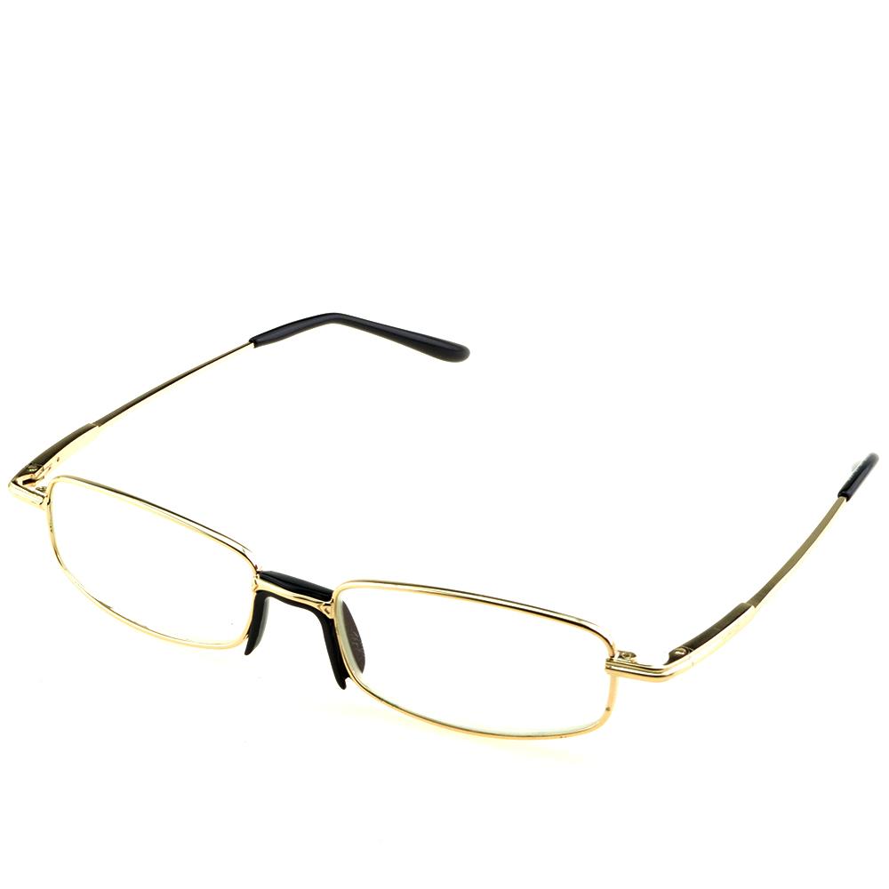 Clara Vida Gold Narrow Metal Frame Mineral Crystal Lenses Reading Glasses For Men Women +1 +1.5 +2 +2.5 +3 +3.5 +4