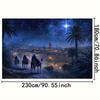 1 Piece of Christmas Manger Background Cloth - Three Sages Starry Night Desert Journey and Palm Tree Landscape - Polyester Fiber