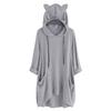 Women's Fashionable Solid Color Long Sleeved Pocket Long Loose Pullover Top