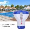 Swimming Pool Floating Dispenser with Built In Temperature Gauge for Tablets