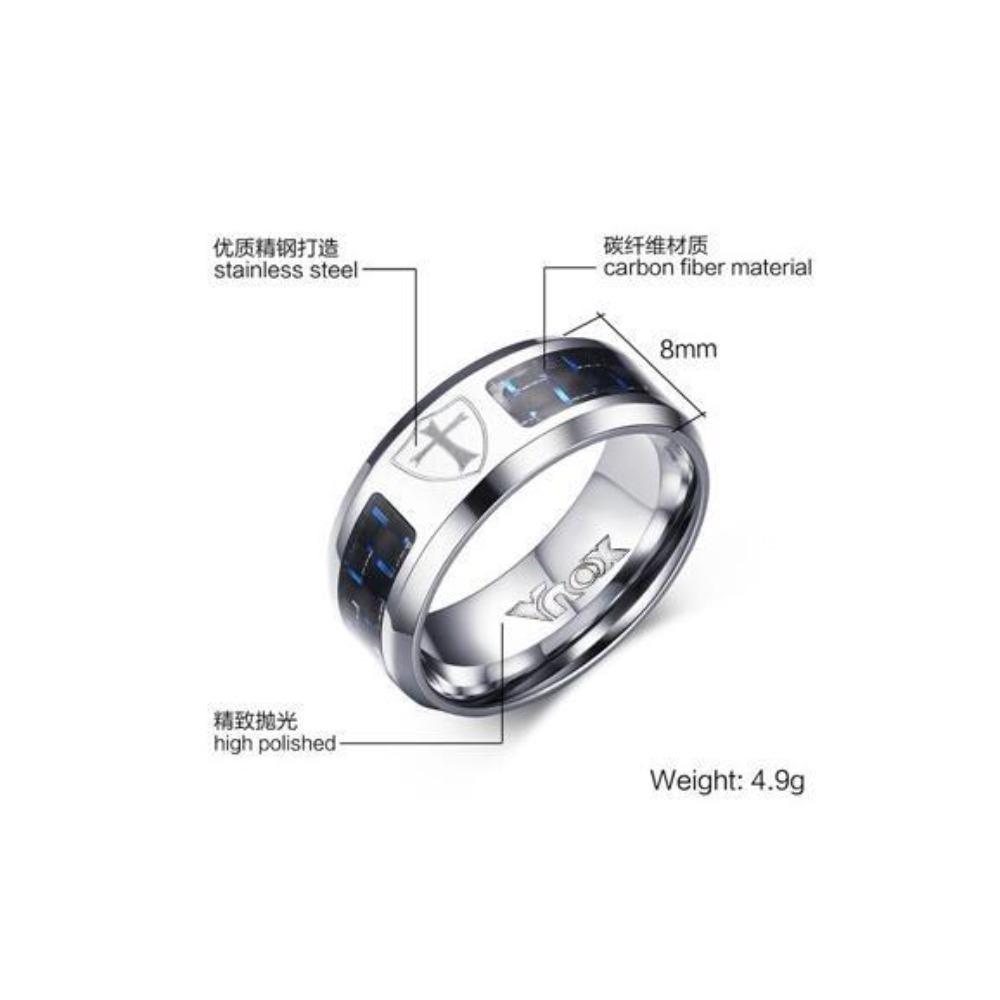 8MM Edelstahl Herrenring Kohlefaser Modeschmuck Trendige Accessoires