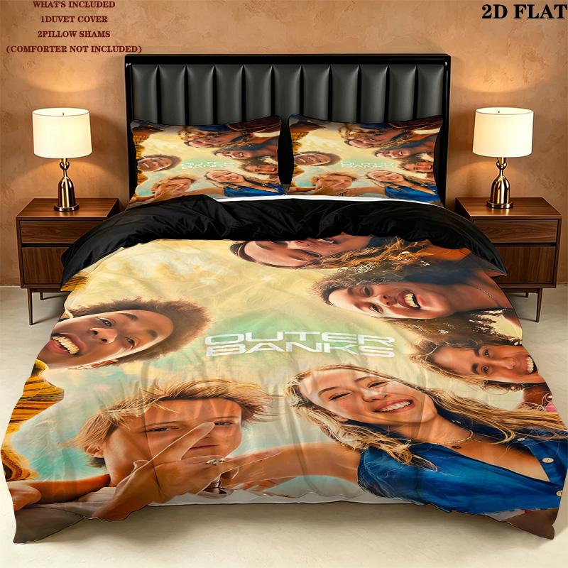 Outer Banks Pattern Bedding Quilt Set Quilt Cover Pillowcase Home Birthday Gift(1 * duvet cover + 2 * pillowcase, without core)